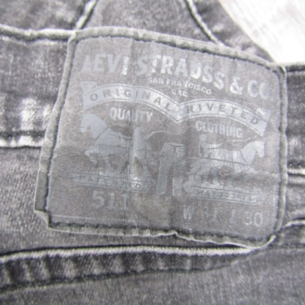 Levi 511 Slim Jeans Mens 31x30 Black Faded Stretch Denim 04511-3096